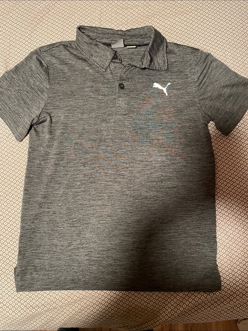 Puma Men's Heather Charcoal Polo with White Logo